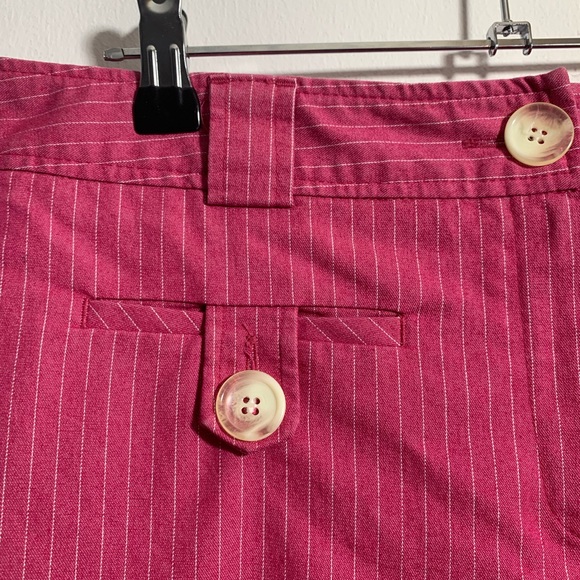 Next Capri Trousers Pink Pinstripe Cotton Blend Cuffed Hem With Pockets UK 14 - Picture 6 of 13